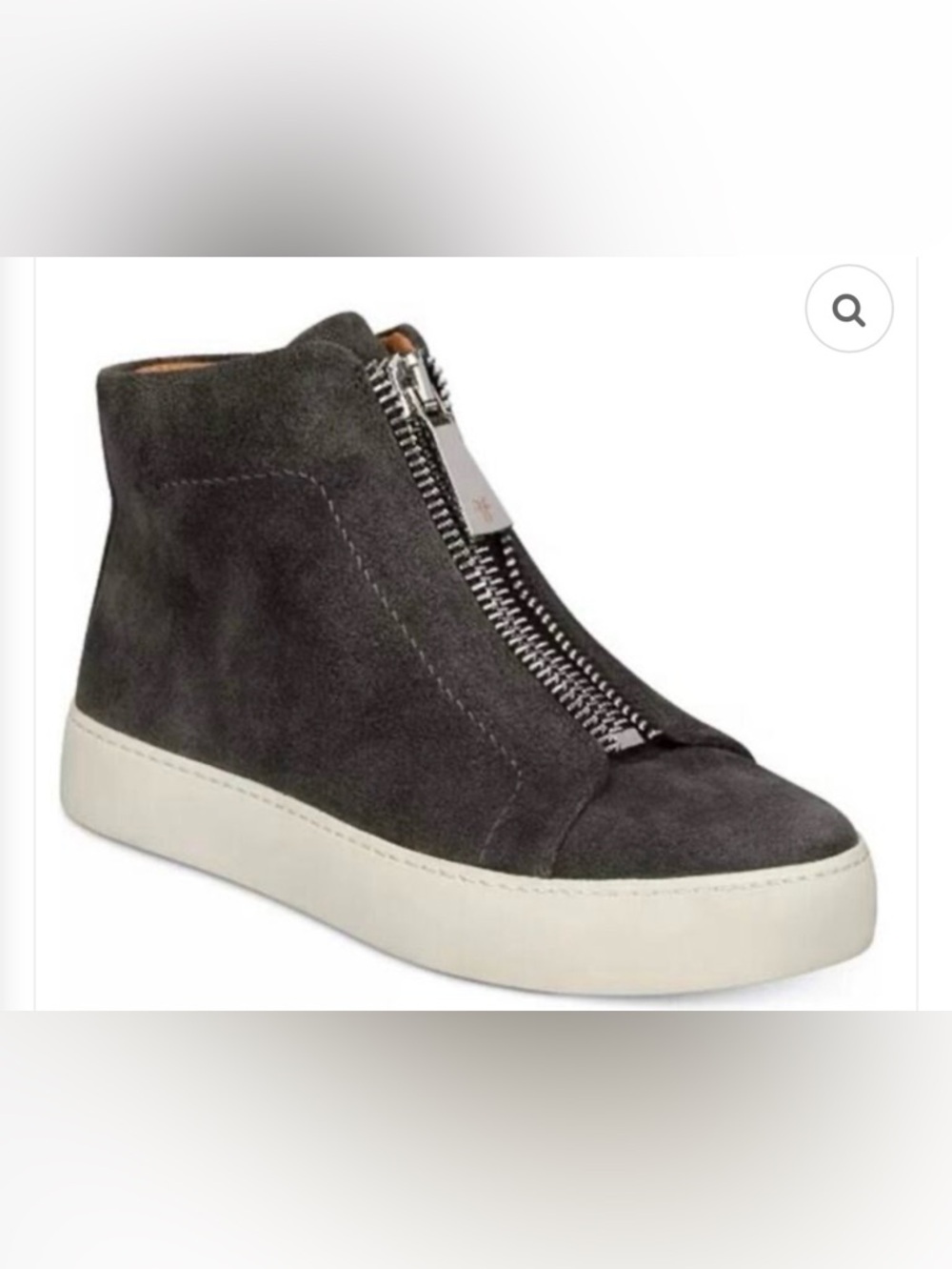 Frye grey suede  Lena Wedge Sneaker with Center Zip